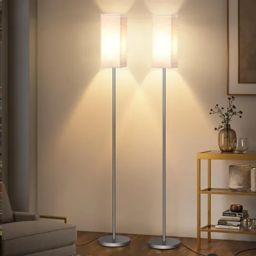 Miniatura 13 de Juego de 2 lámparas de pie para sala de estar, modernas lámparas de pie altas con interruptores de pie, bombilla no incluida, 64.6'', para sala
