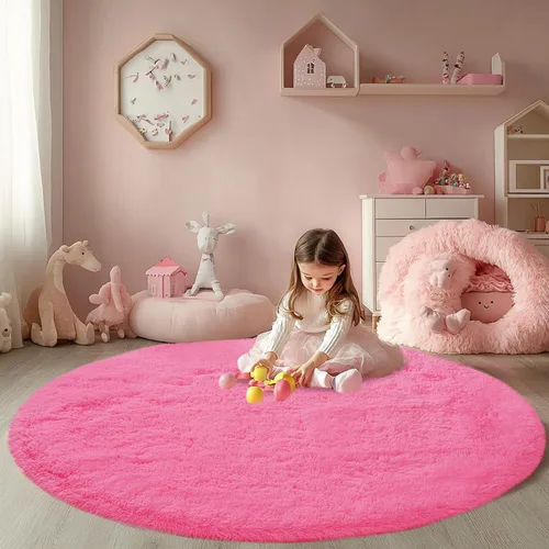 Miniatura 37 de Alfombras para dormitorio de niñas sala de estar: alfombra de área peluda de 5 x 7 para sala de juegos de niños, alfombra peluda de felpa pastel