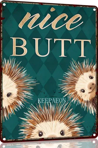 Miniatura 26 de Letrero de metal de puercoespín de 12 x 8 pulgadas con texto en inglés "Your Butt Napkins My Lady", decoración de baño para mujeres, decoración