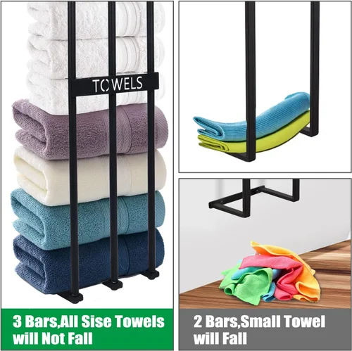 Miniatura 4 de Toallero de pared para baño pequeño, 3 barras para baño, toallero para pared de baño, organizador de baño, toallas para baño pequeño, caravana