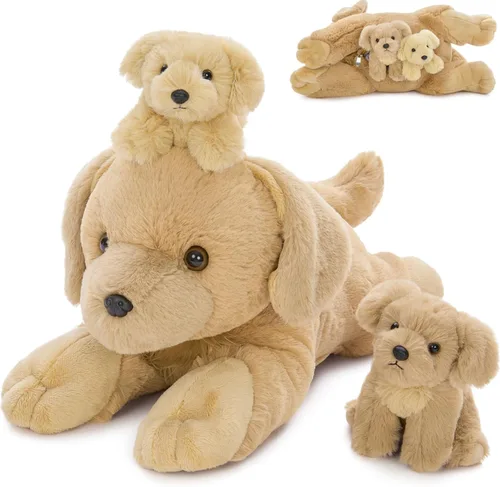Miniatura 15 de MorisMos Pug Stuffed Animal with Babies Inside, 14" Mommy Stuffed Pug with 3 Baby Puppies, 4Pcs Interactive Soft Cuddly Dog for Kids, Dog Lovers
