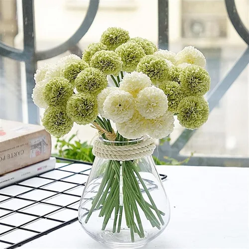 Miniatura 2 de HEXEH Artificial Flowers 6Pcs/Bundle mini Chrysanthemum Flower Ball Silk Artificial Flowers for Wedding Decoration Bridal Flores Decoration Bouquets
