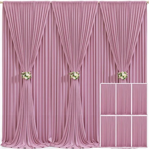 Miniatura 117 de Cortina de fondo beige de 10x10 para bodas y fiestas, cortina de fondo beige sin arrugas para fotos, cortinas de fondo para decoración de baby Gris