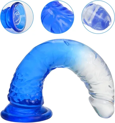 Miniatura 5 de Consolador realista de gelatina, consolador de punto G con fuerte ventosa para juego sin manos, pene flexible realista, juguete de masturbación
