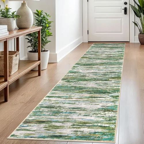 Miniatura 124 de SIILOOM 2 x 3 Alfombra moderna y abstracta para entrada, alfombra neutra azul marino gris multicolor súper suave de área pequeña, alfombras lavables