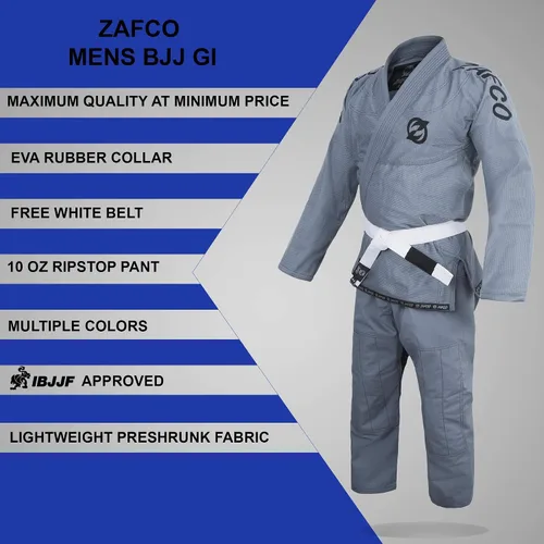 Miniatura 4 de Jiu Jitsu Gi brasileño BJJ Gi para hombres y mujeres Grappling gi Uniforme Kimonos ligero, preencogido, con cinturón blanco