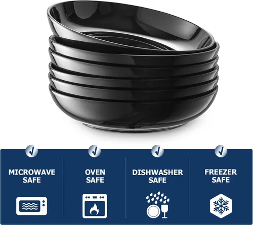 Miniatura 7 de Y YHY Tazones para pasta de 30 onzas, cuencos grandes para servir ensalada, cuencos de sopa poco profundos, cuencos de porcelana para pasta, juego