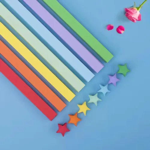 Miniatura 6 de Tiras de origami de estrellas, patrones de cielo estrellado, estrellas de papel, tiras de papel hechas a mano, artesanías (540 piezas)