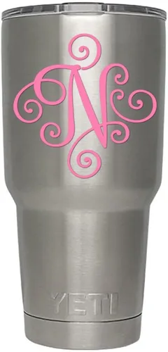 Miniatura 34 de Monogram - Calcomanía troquelada/vinilo adhesivo. Haga clic para opciones de color/letra. Disponible en cuatro colores y todas las letras de la A