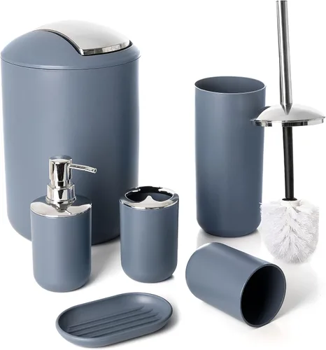 Miniatura 5 de Moss & Stone Juego de 6 accesorios de baño, juegos de decoración de baño, incluye dispensador de jabón, soporte para cepillos de dientes, taza