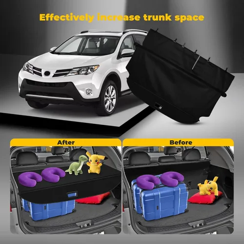 Miniatura 6 de OCPTY Cubierta de carga trasera para maletero 2013-2018 compatible con Toyota RAV4 2.5L Tonneau cubierta de seguridad
