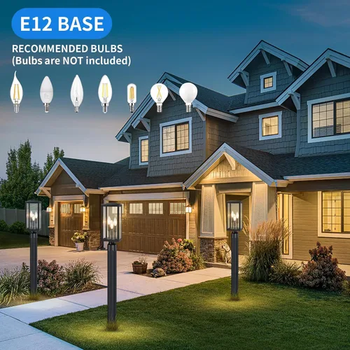 Miniatura 5 de Luz de poste de 16.6 pulgadas para exteriores, lámpara grande de 3 luces, moderna iluminación exterior de pilar impermeable, poste de farol