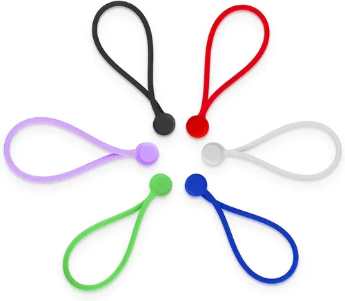 Miniatura 5 de Paquete de 20 bridas magnéticas de silicona reutilizables para cables, lazos giratorios para envolver cables en casa/oficina, organizador de cables