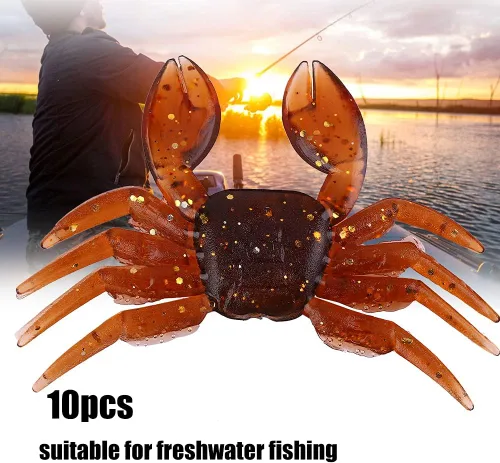 Miniatura 4 de OUKENS Señuelos de pesca, 10 piezas de plástico artificial 3D simulación cangrejo cebo suave para agua dulce y salada