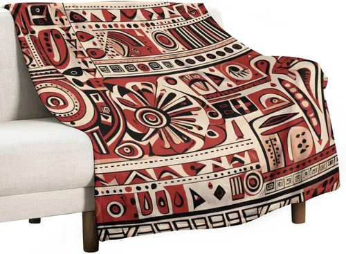 Miniatura 31 de Mantas de franela con patrón artístico rojo, beige, marrón oscuro, manta de franela de pintura al óleo abstracta de 30 x 40 pulgadas para sofá, cama