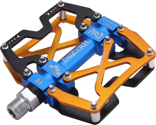 Miniatura 17 de Mzyrh - Pedales de bicicleta de montaña, ultra fuertes, coloridos, mecanizados CNC, de 9/16 pulgadas, ciclismo sellado con 3 rodamientos Negro 3
