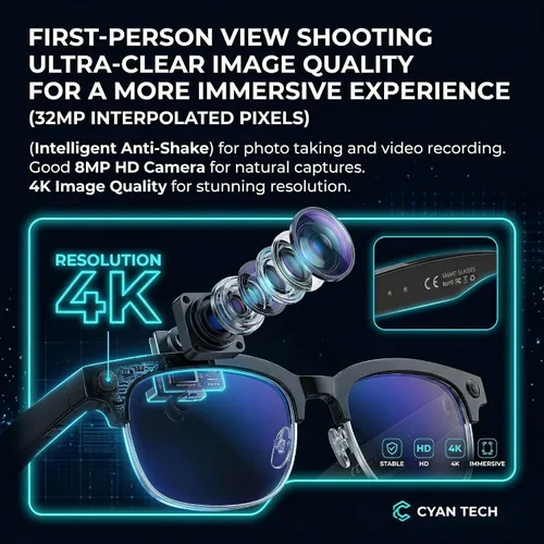 Miniatura 2 de Gafas Inteligentes AI para Vlogging y Fotografía - Gafas de Cámara de Grabación 4K con Estabilización AI, Bluetooth 5.3, Audio Integrado