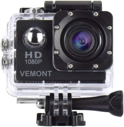 VEMONT Cámara de acción, cámara deportiva 1080P 12MP Full HD de 2.0 pulgadas, cámara de acción de 98.4 ft/98 pies subacuática impermeable para