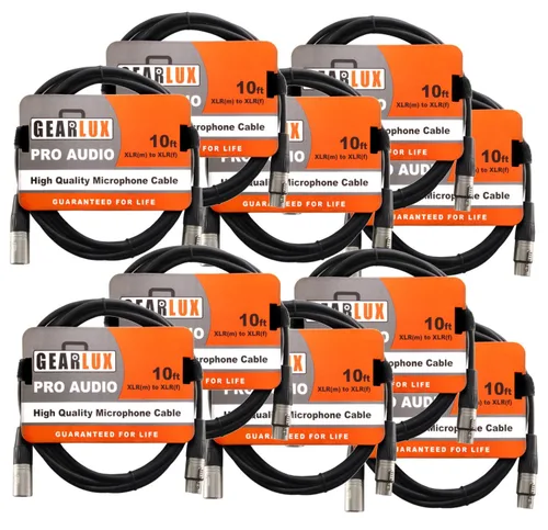 Miniatura 25 de Gearlux – Cable de micrófono XLR, completamente balanceado, macho a hembra, 25 pies - Paquete de 3