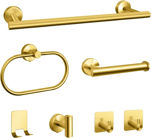 Juego de accesorios de baño, 7 piezas de toallero de baño de acero inoxidable, incluye barras de toalla de mano de 16 pulgadas, soportes para papel