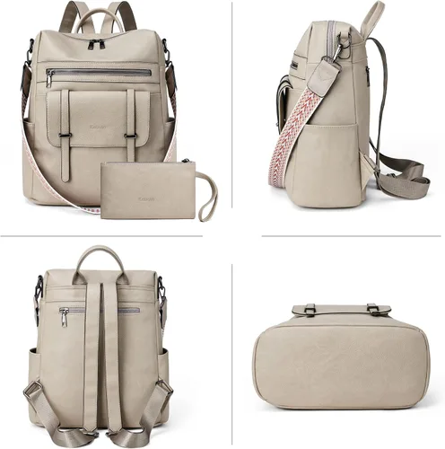 Miniatura 3 de KoboIn Mochila para mujer, bolsos de hombro de moda con muñequeras, Gris bicolor, Moda