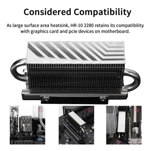Miniatura 3 de Thermalright HR10 2280 SSD Enfriamiento disipador de calor, disipador de calor de doble cara, tubos de calor de 4 × 0.197 in, con almohadilla