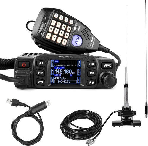 Radio móvil amateur Anytone AT-778UV con antena de coche, radios de dos vías de largo alcance 40 kilómetros, ideal para principiantes en actividades