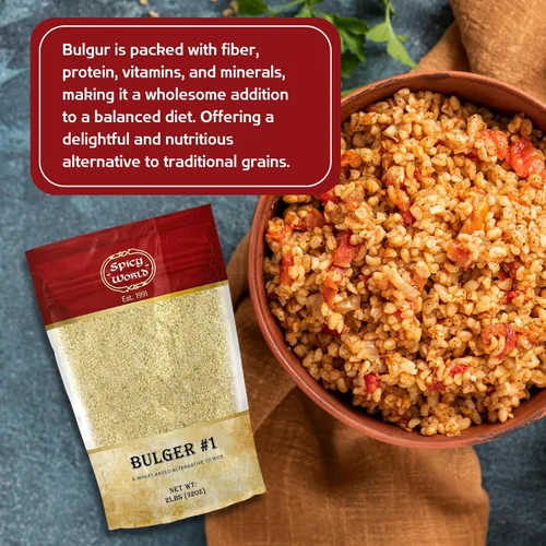 Miniatura 4 de Bulgur - Trigo molido fino #1, bolsa de 2 libras (32 onzas) Trigo búlgar cultivado en Estados Unidos para tabouleh 100% natural y puro Ideal