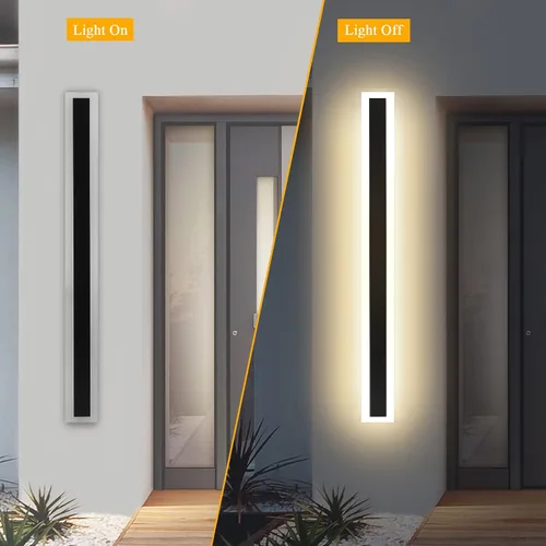 Miniatura 2 de Paquete de 2 luces de pared para exteriores de 32 pulgadas, 24 W, IP65, acrílico esmerilado, lámpara de pared, moderna, rectangular, color negro