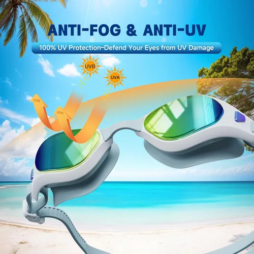 Miniatura 2 de Swim Goggles – Anti-Fog, UV Protection, Leak-Proof & Comfort Fit, Wide View Swim Goggles for Women Men Adult Youth Azul