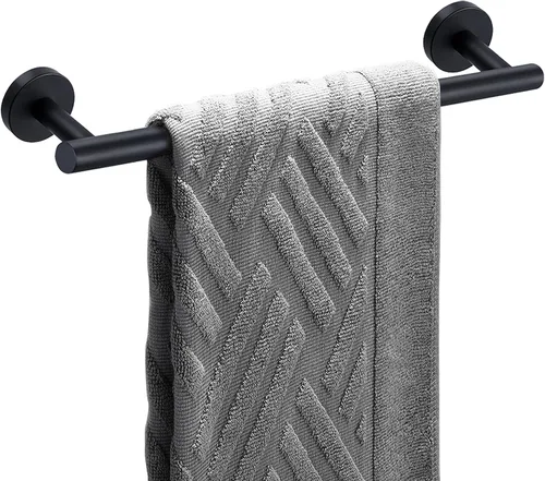 Miniatura 13 de Nolimas Barra de Toalla de Baño Negra Mate Barra de Toalla Individual Barra de Toalla Clásica Montada en Pared Acero Inoxidable Barra de Toalla
