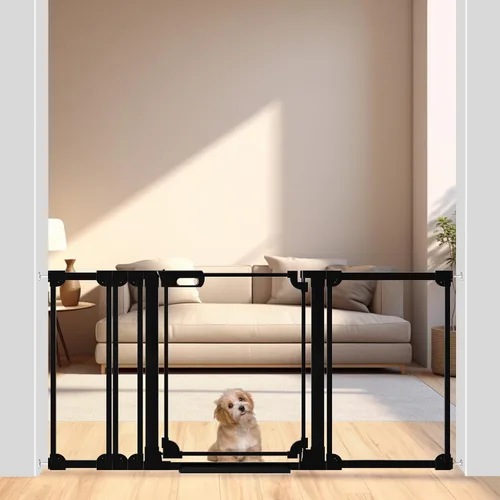 Miniatura 21 de WAOWAO Puerta de acrílico transparente extra alta de 40 pulgadas para bebés y niños con doble cerradura, 29.5-37.37 pulgadas de ancho, puerta