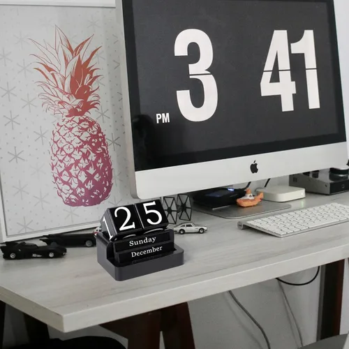 Miniatura 7 de Calendario de Bloques de Madera para Escritorio, Calendario de Escritorio Perpetuo Diario, Accesorios de Escritorio de Estética Moderna de Granja