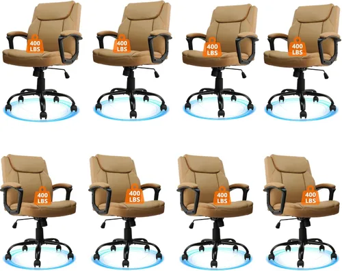 Miniatura 14 de CLATINA - Silla ejecutiva de oficina con respaldo medio de cuero, soporte lumbar y reposabrazos acolchados, diseño ergonómico ajustable y giratorio