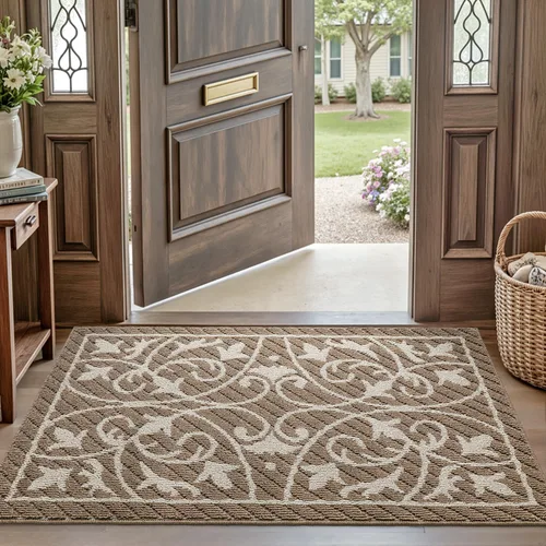 Miniatura 5 de DEXI Felpudo para puerta frontal del pasillo, alfombra de bienvenida interior, delgada de bajo perfil, antideslizante y lavable, para atrapar