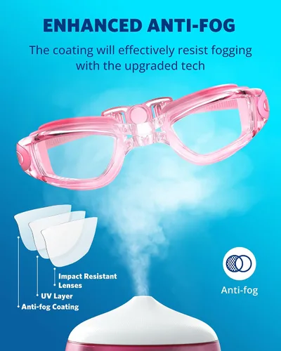Miniatura 3 de Aegend - Gafas de natación, paquete de 2 gafas de natación sin filtraciones, para adultos, hombres, mujeres y jóvenes Negro claro y rosa rojo claro