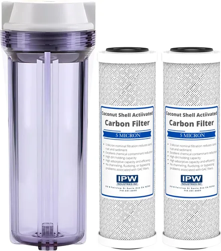 IPW Industries, Inc. - Cápsula de filtro compatible con estilo Pur (CCI-10CLW12) y filtros de bloque de carbón (CCI-10-Ca) - Puertos NPT de 1/2"