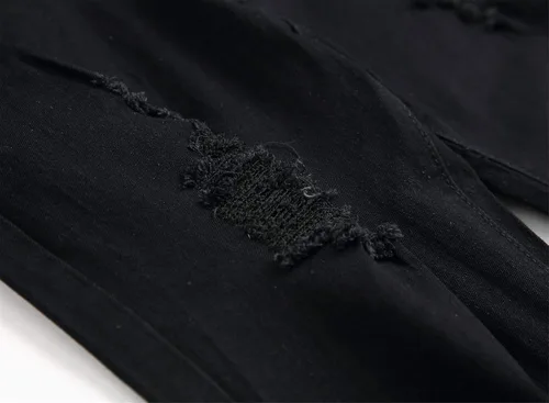 Miniatura 4 de Andongnywell - Pantalones de mezclilla ajustados para hombre con corte destruido en la rodilla desgastados, ajustados, elásticos, pantalones