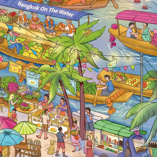 Miniatura 5 de MOMIBOOK Rompecabezas para Adultos de 1000 Piezas Rompecabezas de Bangkok en el Agua, Imagen de Pintura Difícil Desafiante Duro Imposible