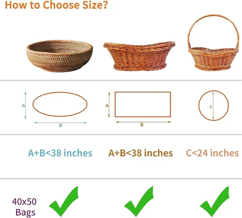 Miniatura 5 de Yotelab Bolsas de celofán extra grandes, 40 x 50 pulgadas, envoltura de celofán transparente para cestas de regalo, 10 bolsas enormes transparentes