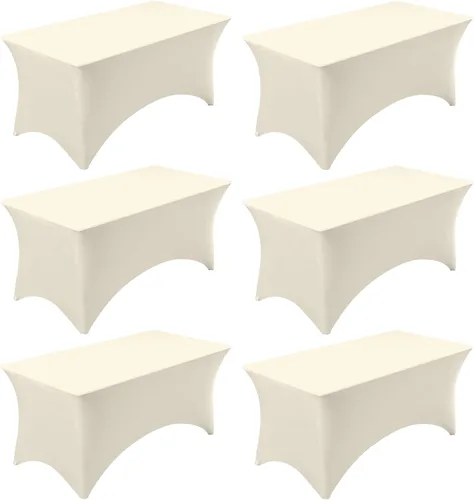 Miniatura 42 de Fixwal Paquete de 3 Manteles Negros para Mesas Rectangulares de 6 Pies, Manteles Rectangulares Elásticos de Spandex Ajustables de 6 Pies