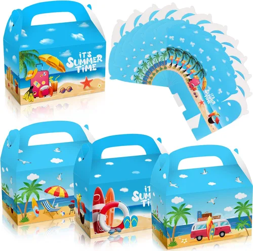 LIYDE 12 unidades de recuerdos de fiesta en la playa, cajas de regalo hawaianas de verano con temática tropical, decoración de piscina, cesta