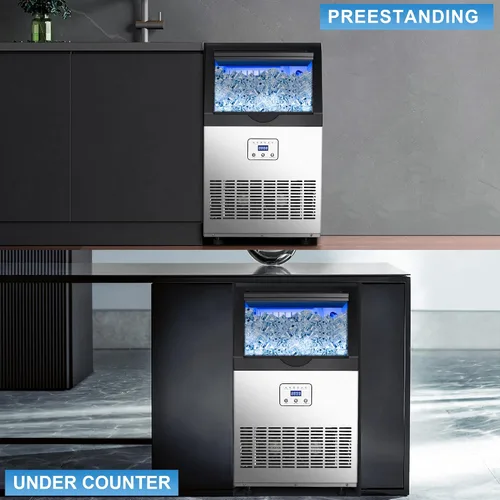 Miniatura 7 de Máquina comercial de hielo de 90 libras/24 horas, máquina de hielo de acero inoxidable bajo encimera o independiente con almacenamiento de 25