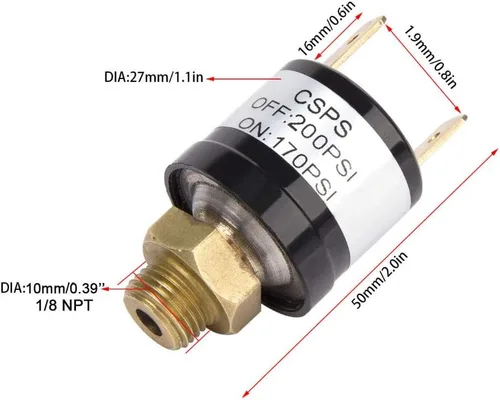 Miniatura 5 de Etopar 12V Heavy Duty 170-200 PSI Interruptor de control de presión Válvula Compresor de aire Bomba de bocina Regulador de tren de coche