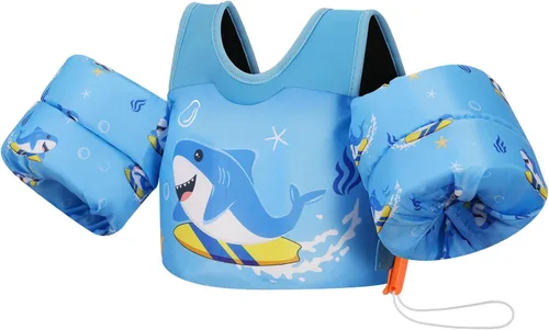 Miniatura 13 de MoKo Chaleco de natación para niños pequeños de 13-30/20-50/22-66 libras, flotadores de brazo de natación de dibujos animados, alas de agua