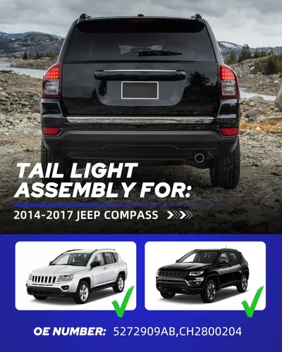 Miniatura 4 de AUTOONE - Para 2014 2015 2016 2017 Jeep Compass luces traseras de fábrica con bombillas, lado del conductor (LH)