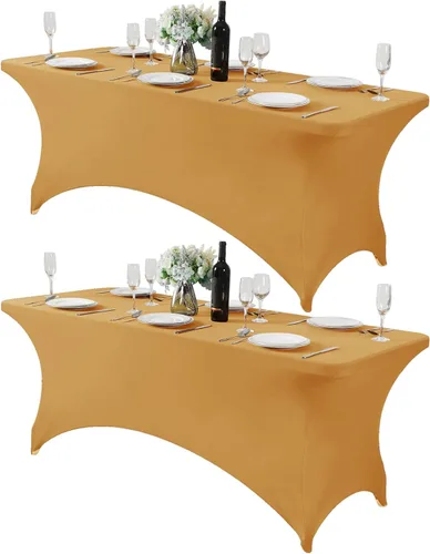 Miniatura 34 de Mantel de elastano para mesas de 4, 6 u 8 pies, mantel elástico universal ajustable para fiestas, banquetes, bodas y eventos - Verde manzana