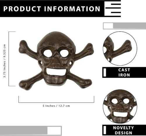 Miniatura 2 de Treasure Gurus Metal Wall Mount Skull Crossbones Cerveza Soda Pop Botella Cap Opener Par Pub Decor