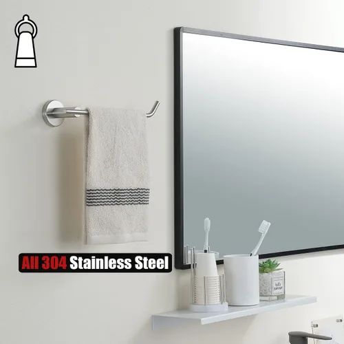 Miniatura 9 de JQK BAS105-BN - Juego de accesorios de baño de 5 piezas, accesorios de baño con acabado cepillado, incluye barra de toalla de 24 pulgadas, barra