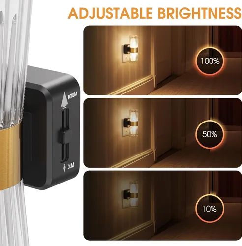Miniatura 4 de Luz nocturna enchufable a la pared, paquete de 2, luz nocturna de rotación de 320° con sensor de luz del atardecer al amanecer, blanco suave 3000K